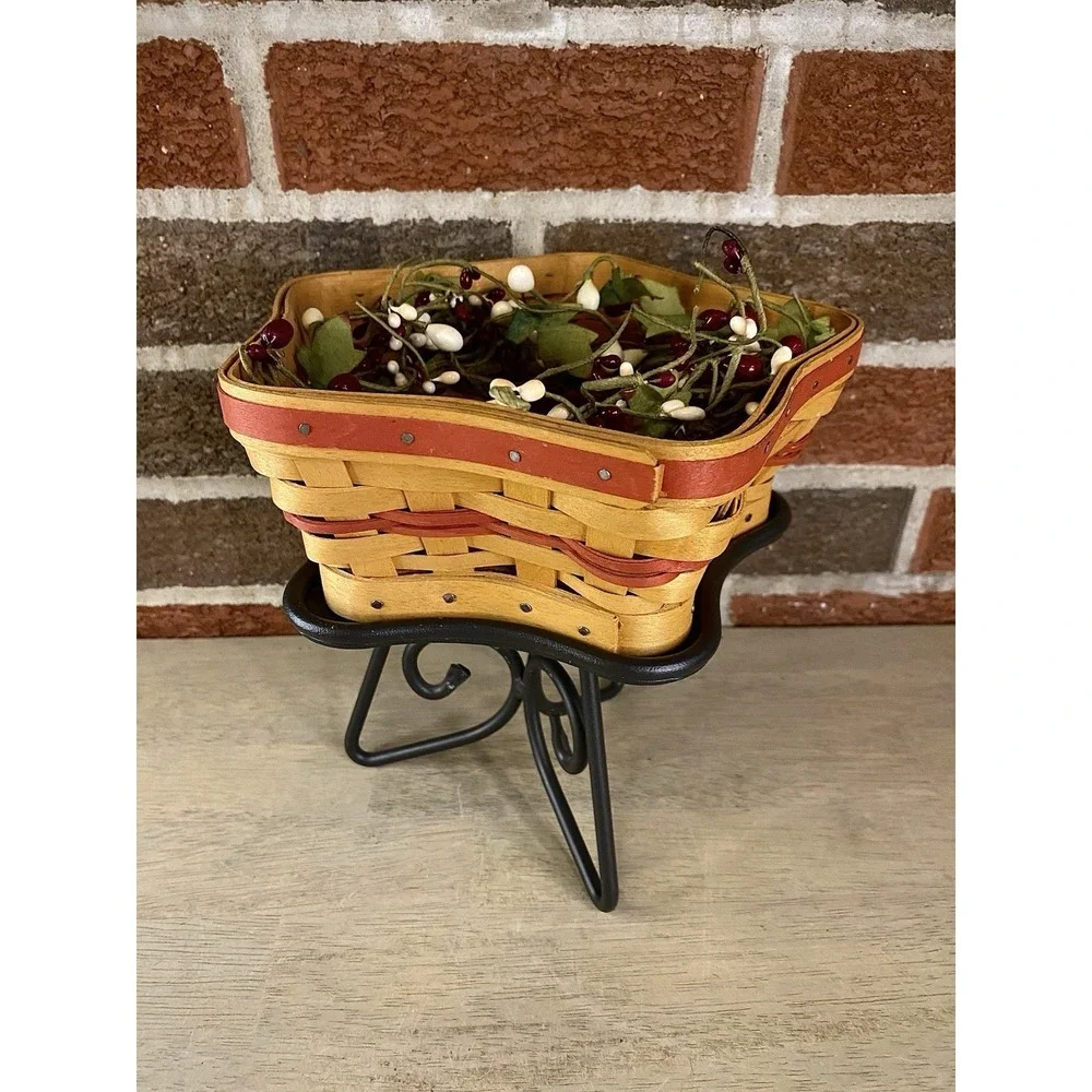 Longaberger 2001‎ Shining Star Basket Set With Wrought Iron Stand